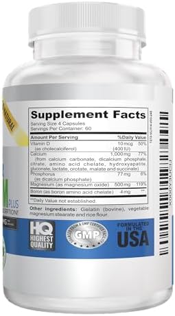 Vitalité Now! Calcium Magnesium Supplement 1000mg with Vitamin D | 10 Forms of Calcium for Maximum Absorption - Bone Strength Support with Boron