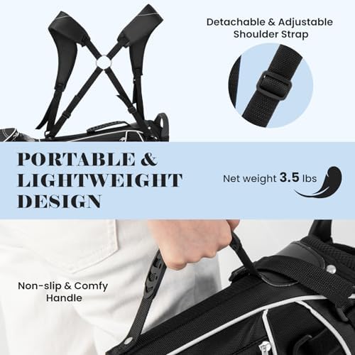 Tangkula Golf Stand Bag, Lightweight Organized Golf Bag, Easy Carry Shoulder Bag with 4 Way Dividers and 4 Pockets for Extra Storage