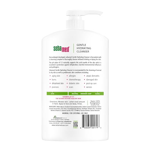 SEBAMED Fragrance-Free Gentle Face and Body Hydrating Cleanser pH 5.5 Dermatologist Recommended Ultra Mild Formula for Normal To Dry Sensitive Skin
