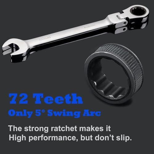 Qnkaa Flexible Ratchet Wrench Set 12pcs 8-19mm Spanner Gear Ring Ratcheting Combination Flexi Wrench Kit Metric Flex Head