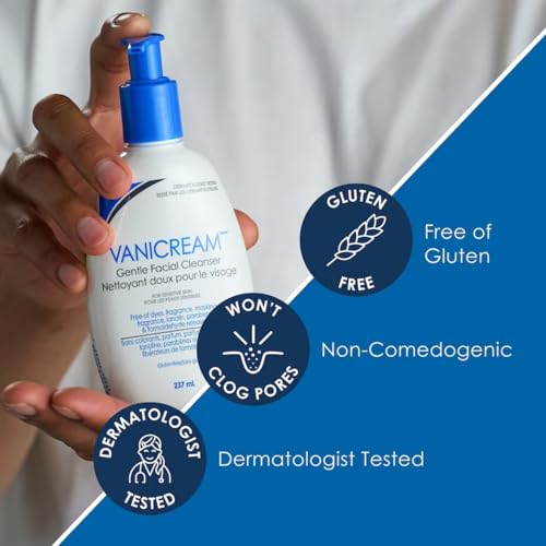 Vanicream Gentle Facial Cleanser for Sensitive Skin, 8 Oz (Pack of 3), Unscented, 24 Fl Oz