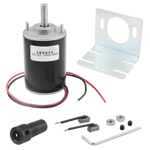 WMYCONGCONG DC Motor 12/24V 30W High Speed CW/CCW Permanent Magnet Motor (12V DC 3500RPM) and 37mm Dia Mounting Bracket Holder w/ 6mm Hex Coupling