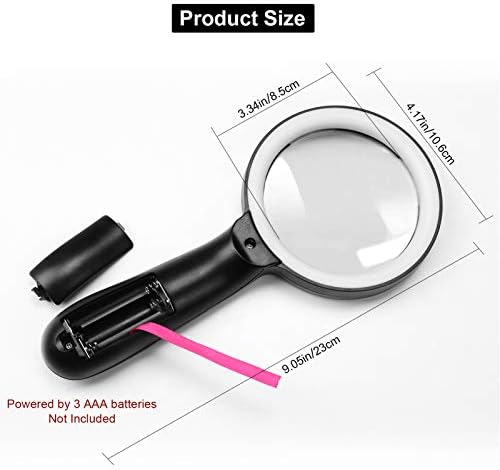JMH Magnifying Glass with Light, 3X Handheld Large Magnifying Glass 12 LED Illuminated Lighted Magnifier for Macular Degeneration, Seniors Reading