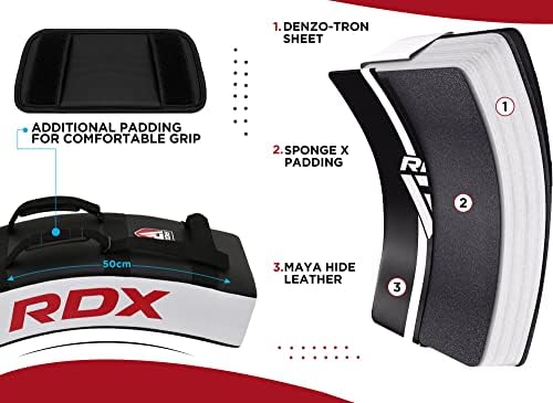 RDX Kick Shield Muay Thai Kickboxing, Heavy Curved Kicking Striking Body Pad, Punching Foot Target MMA Boxing Training, 3 Padded Handles