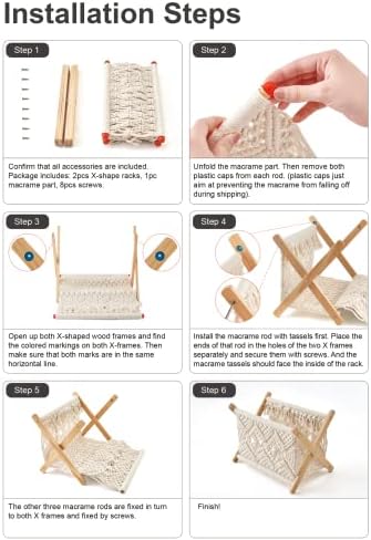 Mkono Macrame Magazine Holder, Boho Woven Book Rack Basket, 11.2"L x 7.5"W