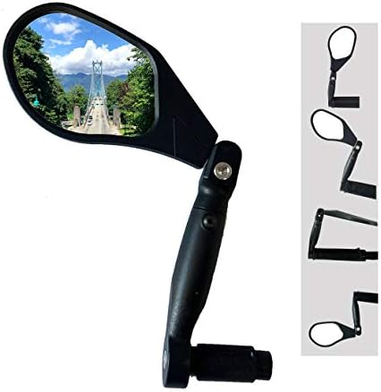 Hafny New Handlebar Bike Mirror, HD,Blast-Resistant, Glass Lens, Reflector (HF-M903LS-FR05 (Bar End Fitting Left Side, Silver Glass))