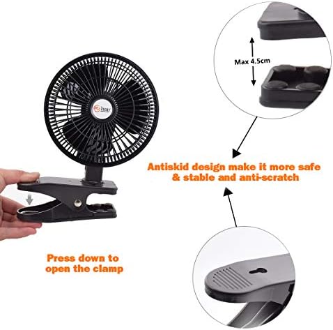 TN TONNY Convertible 6-Inch Desk & Clip on Fan, Two Quiet Speeds, Household Table Clip on Fans AC Personal Desktop Fans with 6 Feet Cord
