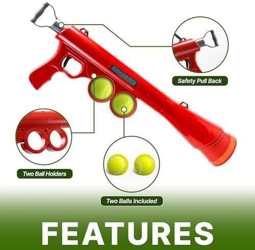 SPOT Launch & Fetch Tennis Ball Launcher Dog Toy | Interactive Dog Fetch Toy Launches Up to 65 Feet | Hands-Free Pickup | Includes 2 Tennis Balls &