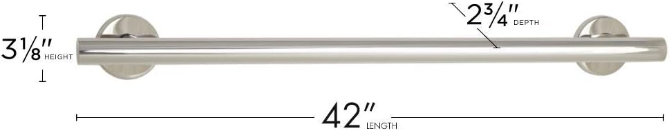 Seachrome 18-inch Coronado Designer Straight Bathroom Shower Grab Bar, Satin Stainless Steel, Brushed Nickel