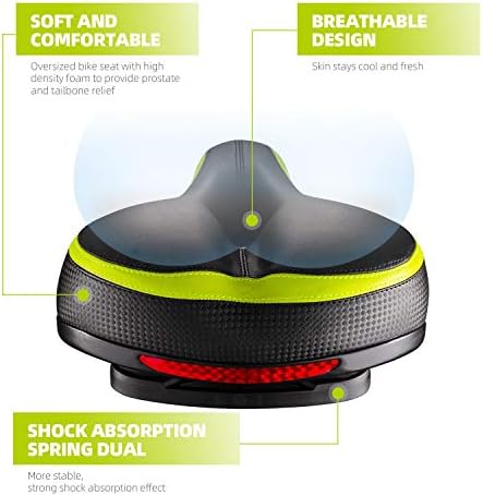 Bike Seat, Most Comfortable Bicycle Seat Dual Shock Absorbing Memory Foam Waterproof Bicycle Saddle Bike Seat Replacement with Refective Tape