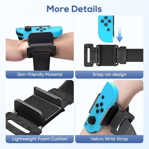 YUANHOT Adjustable Wrist Bands for Switch Joy-Con, Dance Workout, 2 Pack