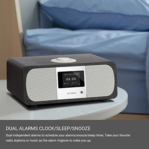 LEMEGA M3+ Internet Radio, Podcasts,Spotify, Bluetooth, FM Stereo, Walnut | Full colour display, 40 presets, remote control, acoustic wooden cabinet, headphone jack, USB, AUX-in, dual alarms clock