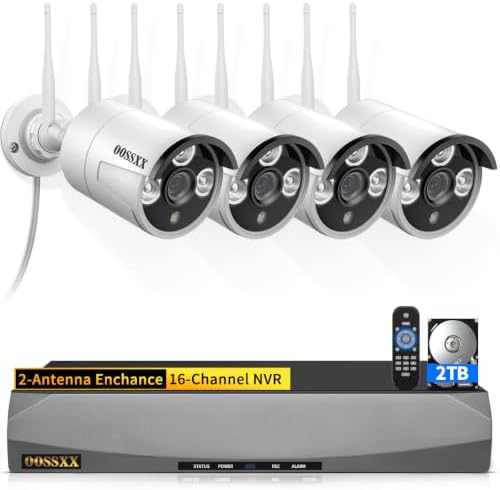 (2026 Update) Wireless WiFi Outdoor Security Camera System, IP67 Waterproof Dual Antenna Cameras, Audio Recording, Night Vision, No Monthly Fee