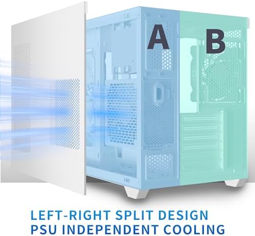 MUSETEX Y6 PC Case, Pre-Installed 7 Infinity Mirror PWM ARGB Fans, ATX Mid Tower Computer Case, Gaming PC Case with Type-C, 270° Full View Tempered Glass, Black