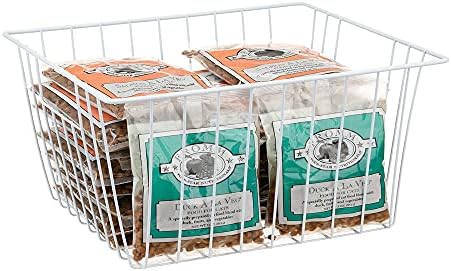 Freezer Organizer Bin, Kitchen Metal Wire Storage Basket, Pantry Cupboard Household Container Divider with Handles, Bathroom, Closet, Bedroom, Office