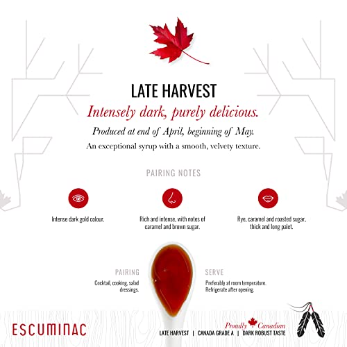 Escuminac Canadian Maple Syrup, Late Harvest Dark Robust Taste, Pure & Organic. Mini Glass Bottles 12 x 50ml, Bulk Format for Party Favors, Wedding