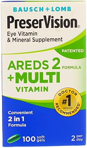Bausch + Lomb PreserVision Eye Vitamin Mineral, 100 Soft Gels (Pack of 2)