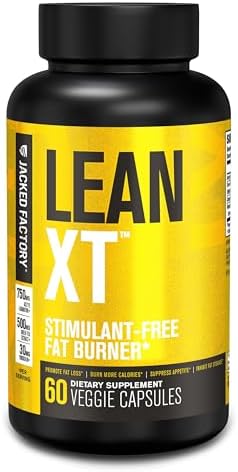 Jacked Factory Lean-XT Caffeine Free Fat Burner - Non Stim Weight Loss Supplement, Appetite Suppressant & Metabolism Booster | Acetyl L-Carnitine