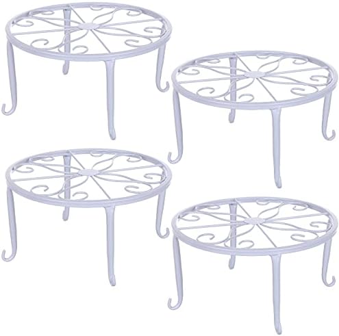 Tosnail 4 Pack Metal Plant Stand, Planter Support Rack, Plant Pot Stands, Planter Holder Heavy Duty, Rust Proof Iron Potted Plant Flower Pot Stand for Indoor Outdoor Garden Patio, Black, 9 Inch