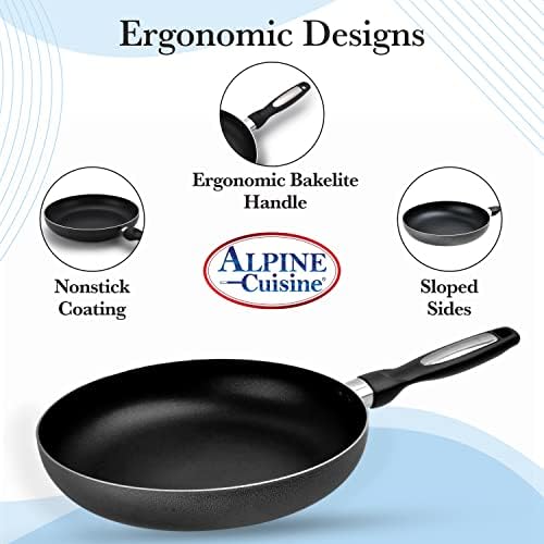 Alpine Cuisine Fry Pan 13-Inch Nonstick Coating Gray, Frying Pans Nonstick for Stove with Stay Cool & Comfortable Handle, Durable Nonstick Cookware, Ideal for Family