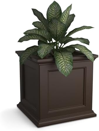 Mayne 5825W Fairfield Patio Planter, White, 20-Inch | Self-watering, All season, Fade resistant, Double-wall design, 15-year warranty