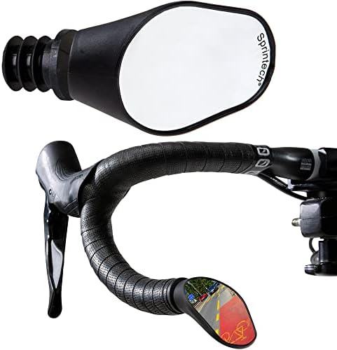 Drop Bar Bike Mirrors - Pair of Road Bike Mirrors for Drop Handlebars - Bar End Bicycle Mirrors Set, Swiss-Made (Black, Pair)