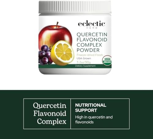Eclectic Institute Raw Fresh Freeze-Dried Quercetin Flavonoid Complex, Whole Food Powder | 3.2 oz (90 g)