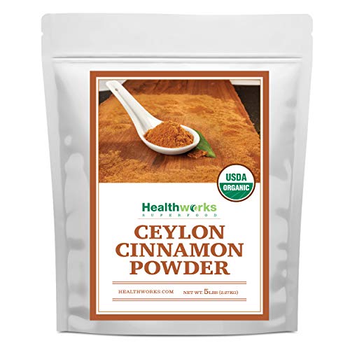 Healthworks Superfoods Organic Ceylon Cinnamon Powder 1 lb Ground Raw Vegan | Organic, Ceylon, Ground, Blood Sugar Support, Non-GMO, Vegan, Keto, For Baking, For Cooking, For Tea, Anti-Inflammatory