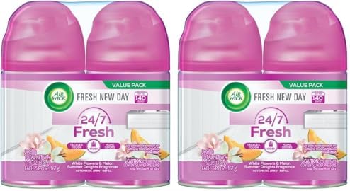 Air Wick Automatic Air Freshener Spray Refill, 2ct, Summer Delights, Odor Neutralization, Essential Oils