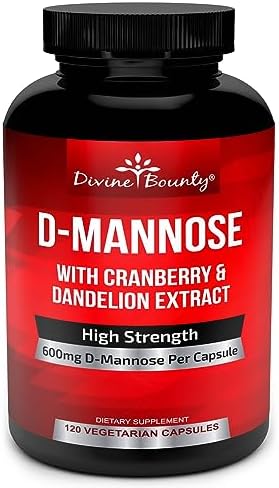 Divine Bounty D-Mannose 600mg with Cranberry & Dandelion Extract, 120 Caps | UTI
