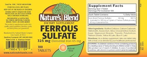 Nature's Blend Iron Ferrous Sulfate 325mg BPK, Assorted, tablets, 100 Count