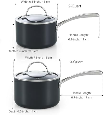 Cooks Standard Classic 2 Quart Hard Anodized Nonstick Saucepan with Glass Lid