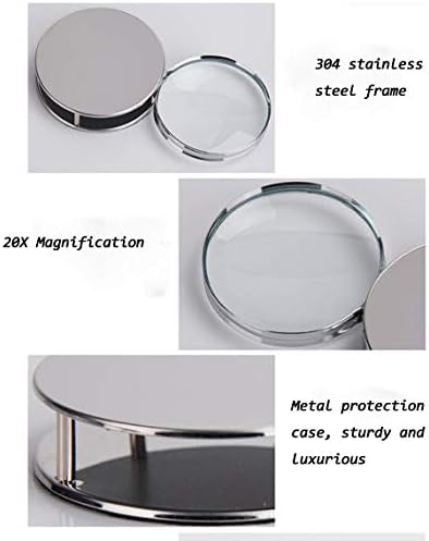 Mini 20X Folding Pocket Magnifier with Metal Case - Portable Reading Magnifying Glass for Inspection, Jewelry, Coins, Hobby, Travel