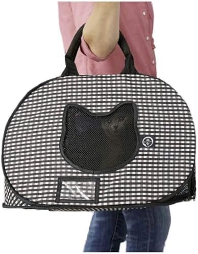Necoichi Stress-Free Cat Travel Carrier Collapsible Gray White for 2 Cats, for Indoor Cats Small Medium Large Cats(Black)