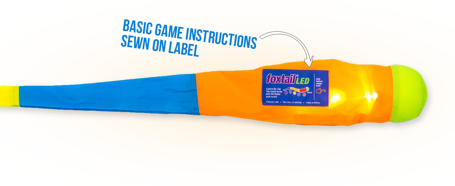 Foxtail LED 2 leds game instructions on label lawn background on off
