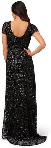 Adrianna Papell Womens Short-Sleeve All Over Sequin Gown
