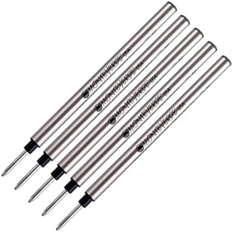 5 pack - Monteverde Capless Rollerball Pen Refills Compatible With Pelikan Rollerball Pens, Medium (Bulk Packed) (Blue)