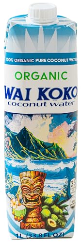 Wai Koko USDA Organic Coconut Water, 1L Cartons (Pack of 6)
