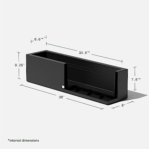 Veradek Block Series Trough Planter - Rectangular Outdoor Window Box | Made From Durable Plastic With Double-Walled Construction. Modern Patio/Tabletop Décor for Plants and Flowers