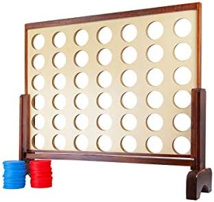 Monoprice Giant Four-in-a-Row - for Tailgating, Bbqs, Camping, Outdoor Events, and Much More - Pure Outdoor Collection, Wood, 34 x 26 x 4.25 inches