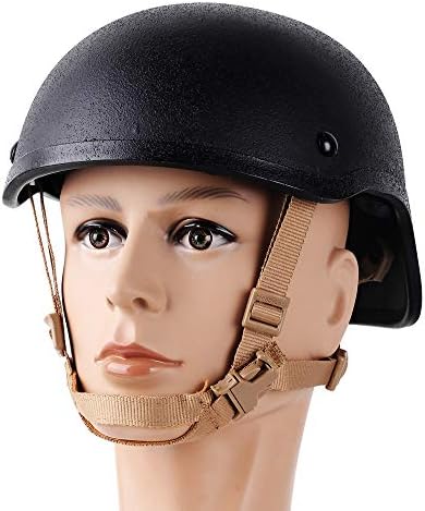 Helmet Chin Strap 4 Points for Tactical Fast/MICH/IBH Kevlar Bump Helmets Helmet Scrim, X-Nape Suspension System with Bolts and Screws Tan