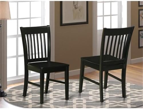 East West Furniture NFC-MAH-W Norfolk Dining Room Chairs - Slat Back Solid Wood Seat Chairs, Set of 2, Mahogany