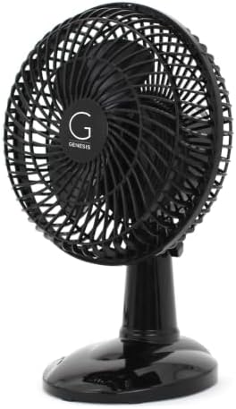Genesis 6-Inch Clip Convertible Table-Top & Clip Fan Two Quiet Speeds - Ideal For The Home, Office, Dorm, More Black (A1CLIPFANBLACK