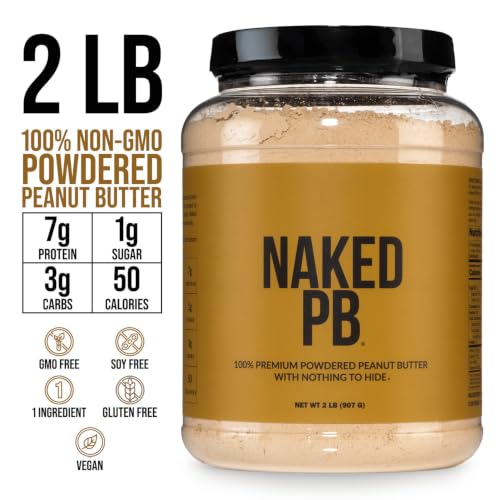 2 LB Powdered Peanut Butter from US Farms – Bulk, Only 1 Ingredient - Roasted Peanuts, Vegan, No Additives, Preservative Free, No Salt, No Sugar - 76 Servings - NAKED PB