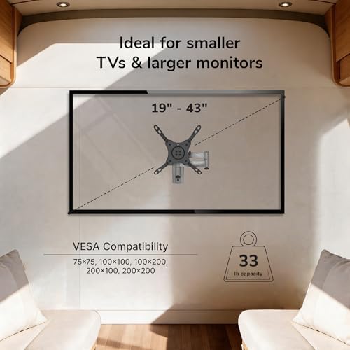 Mount-It! Lockable RV TV Mount for Camper, Trailer, Motorhome, Truck & Boat, Full Motion, Quick Release, Rust-Resistant Aluminum