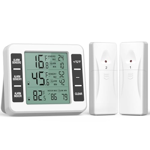 AMIR Refrigerator Thermometer, Wireless Indoor Outdoor Thermometer
