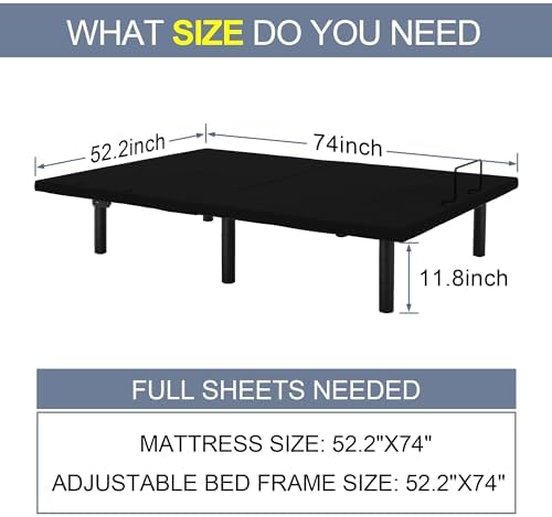 Fromann Adjustable Electric Twin XL Bed Base Frame with Massage, USB Type-C Ports, Zero Gravity, Under Bed Led Lighting and Three Leg Height (Black)