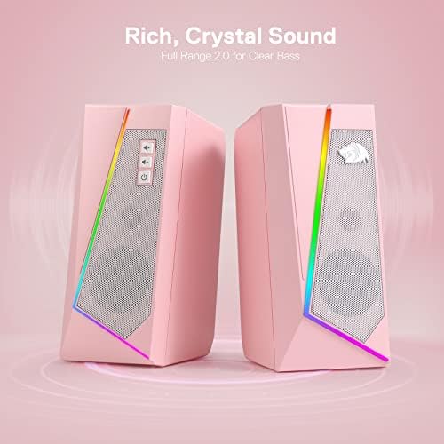 Redragon GS520 Wired 2.0 Channel Stereo Sound Desktop RGB Computer Speakers