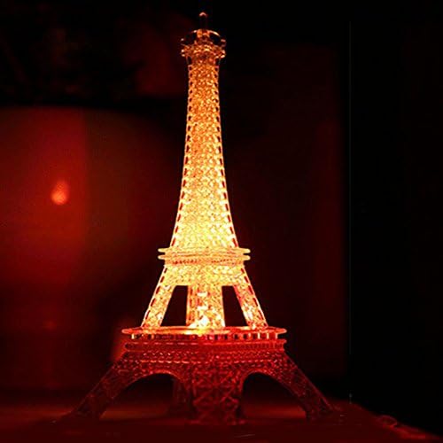 GARASANI 10" Colorful Eiffel Tower Lighting Desk Bedroom Decoration LED Lamp (10 Inch)