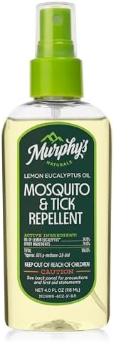 Murphy's Naturals Mosquito & Tick Bug Repellent Spray, 4 fl oz (Pack of 2) | 30% oil of lemon eucalyptus, EPA-registered & DEET-free*; 4 fl oz pump 2-pack protects skin & gear up to 6 hours